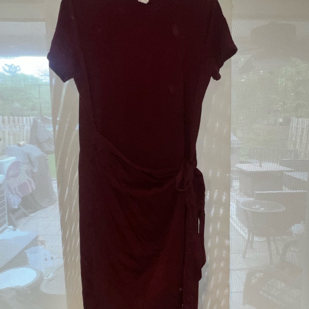 Dolan Red Wrap Tie Front Midi Dress